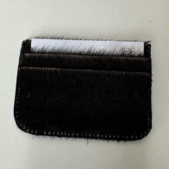 NWOT Saudara Dark Brown Mohair Coco Card Wallet - Picture 3 of 10